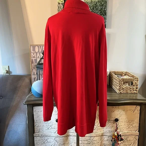 CALVIN KLEIN RIBBED TURTLENECK SWEATER HOLIDAY RED PLUS SIZE 2X - Picture 5 of 13